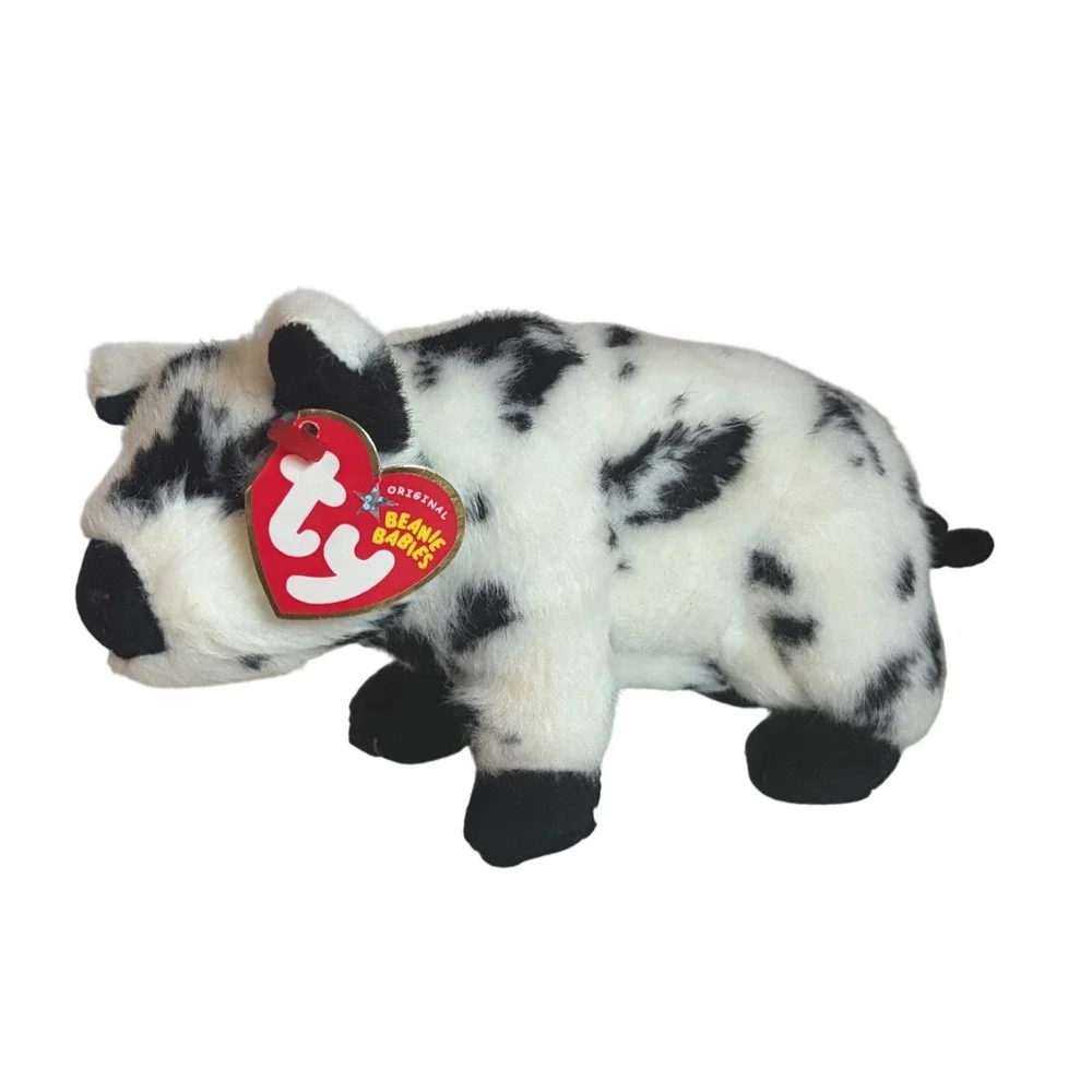 Ty Beanie Babies‎ Stubby the Pig Black White Spotted 2004 Plush Animal 40105